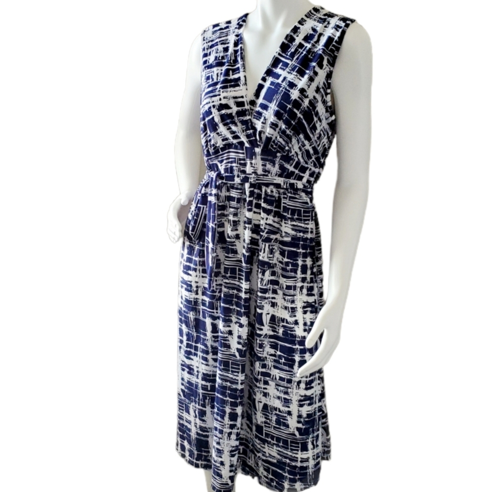 Surplice Abstract Print Sleeveless Dress
